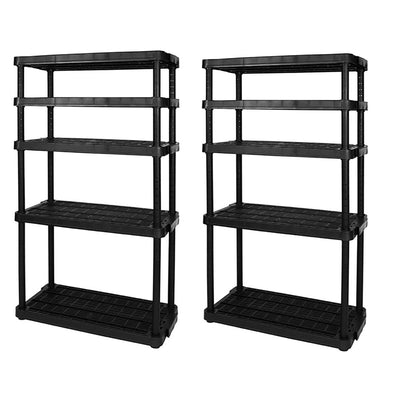 Gracious Living 5 Shelf Adjustable Ventilated Heavy Duty Unit, Black (2 Pack)