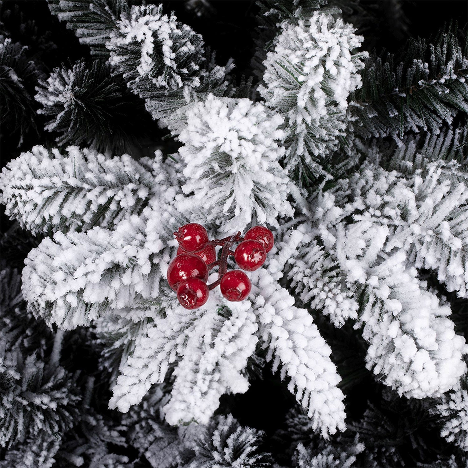Haute Decor 7' Slim Flocked Fir w/ LED Lights & Red Berry Clusters (For Parts) - VMInnovations