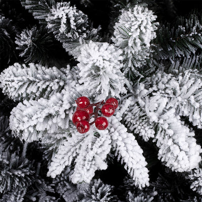Haute Decor 7' Slim Flocked Fir w/ LED Lights & Red Berry Clusters (For Parts) - VMInnovations