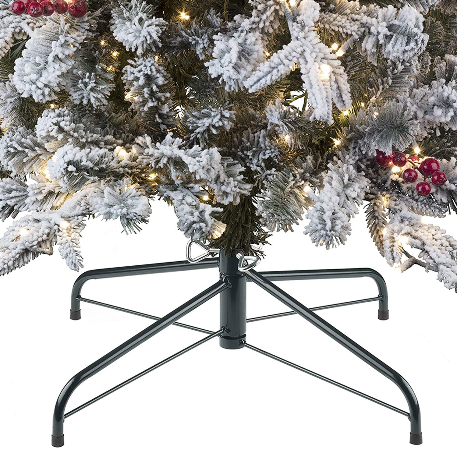 Haute Decor 7' Slim Flocked Fir w/ LED Lights & Red Berry Clusters (For Parts) - VMInnovations