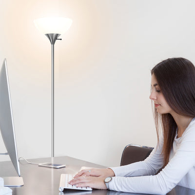 Brightech Sky Dome Dimmable LED Torchiere 72 Inch Floor Lamp, Silver (Open Box)