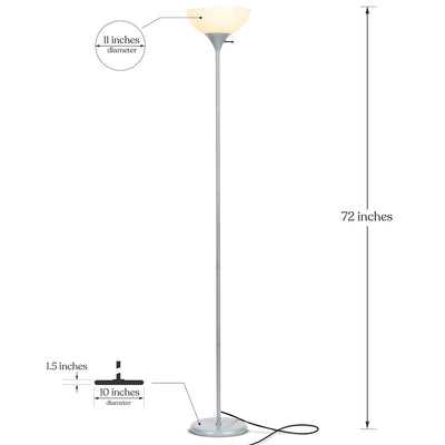 Brightech Sky Dome Dimmable LED Torchiere 72 Inch Floor Lamp, Silver (Open Box)