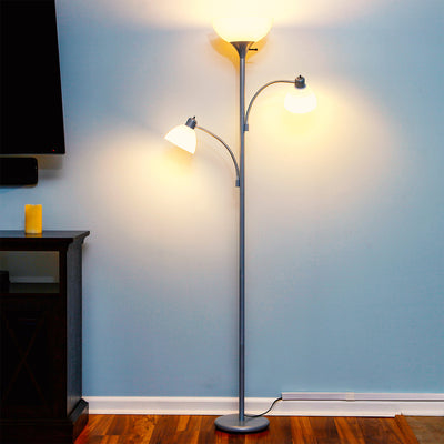 Brightech Sky Dome Double LED Torchiere 72 Inch Floor Lamp, Silver (For Parts)