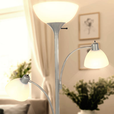 Brightech Sky Dome Double LED Torchiere 72 Inch Floor Lamp, Silver (For Parts)