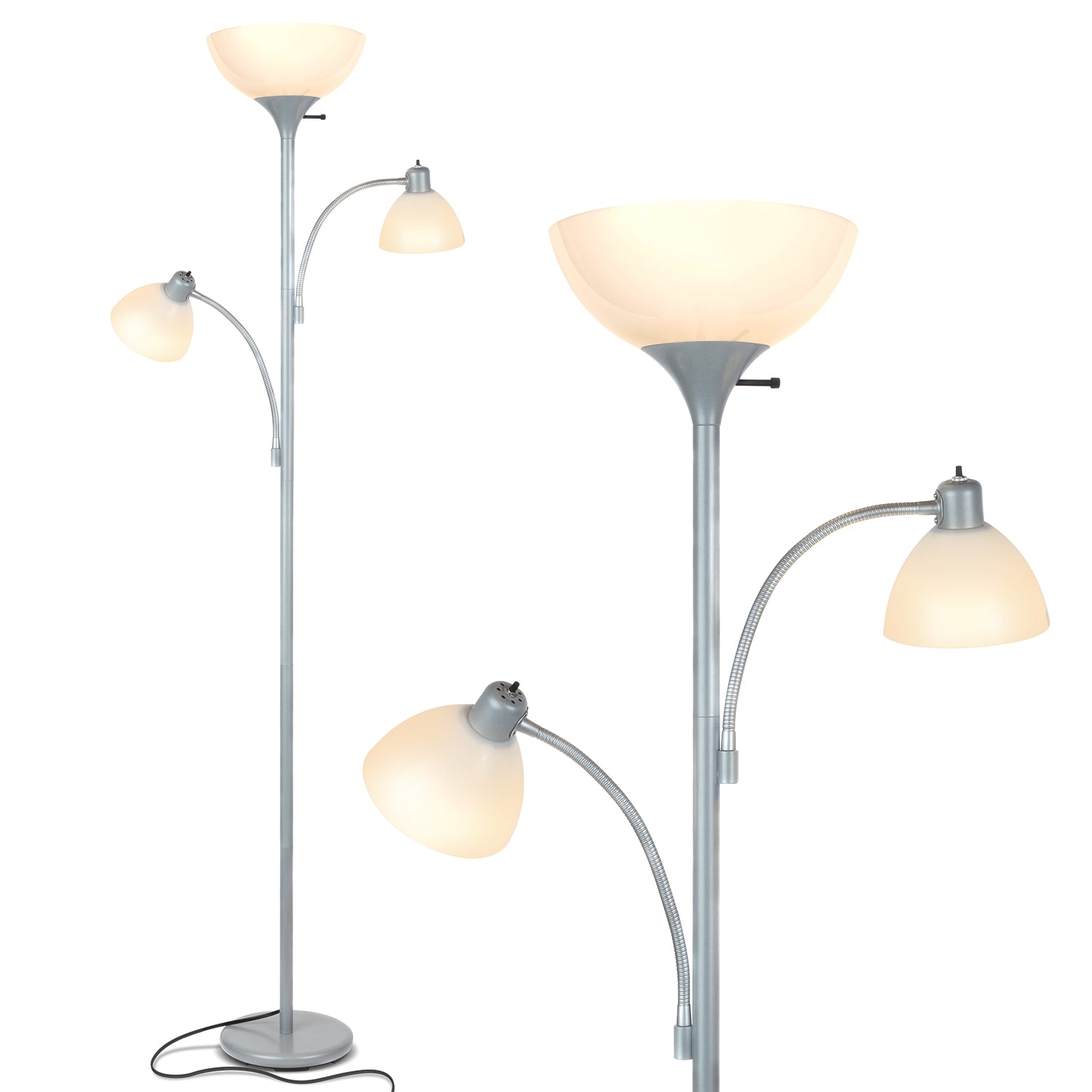 Brightech Sky Dome Double LED Torchiere 72 Inch Floor Lamp, Silver (For Parts)