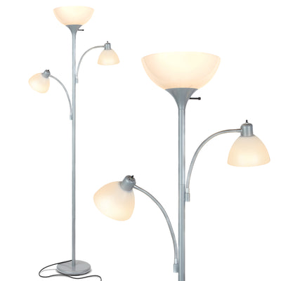 Brightech Sky Dome Double LED Torchiere 72 Inch Floor Lamp, Silver (For Parts)