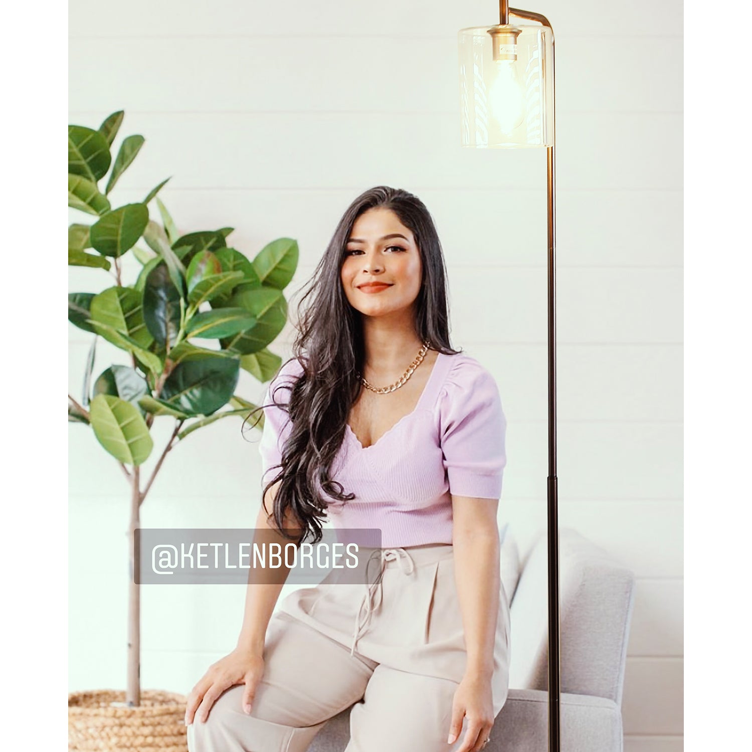 Brightech Elizabeth Floor Lamp with Glass Shade & Edison Bulb, Bronze (Open Box)