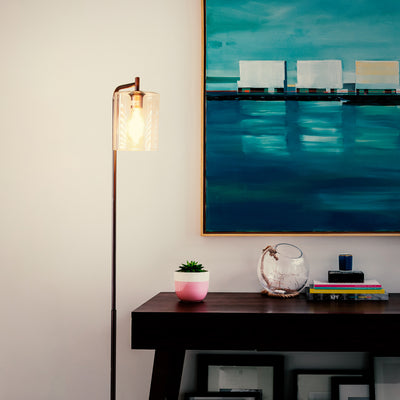 Brightech Elizabeth Floor Lamp with Glass Shade & Edison Bulb, Bronze (Open Box)