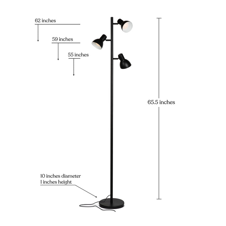 Brightech Ethan Mid Century 3 LED Light Standing Tree Floor Lamp (Open Box)