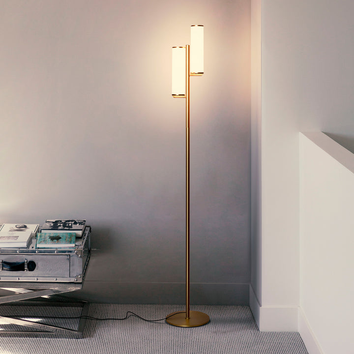 Brightech Gemini Modern LED Light Lamp with 2 Dimmable Lights, Brass (Open Box)