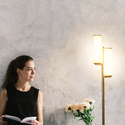 Brightech Gemini Modern LED Light Lamp with 2 Dimmable Lights, Brass (Open Box) - VMInnovations