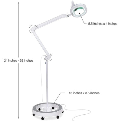 Brightech Lightview Pro Rolling Wheel Base 5 Diopter Magnifier Floor Lamp (Used)