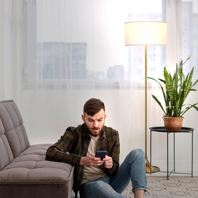Brightech Quinn Modern Floor Lamp with LED Light, Antique Brass (Open Box)