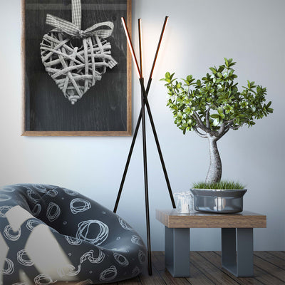 Brightech Stix Modern Home 60" Tall Standing LED Light Tripod Floor Lamp, Black