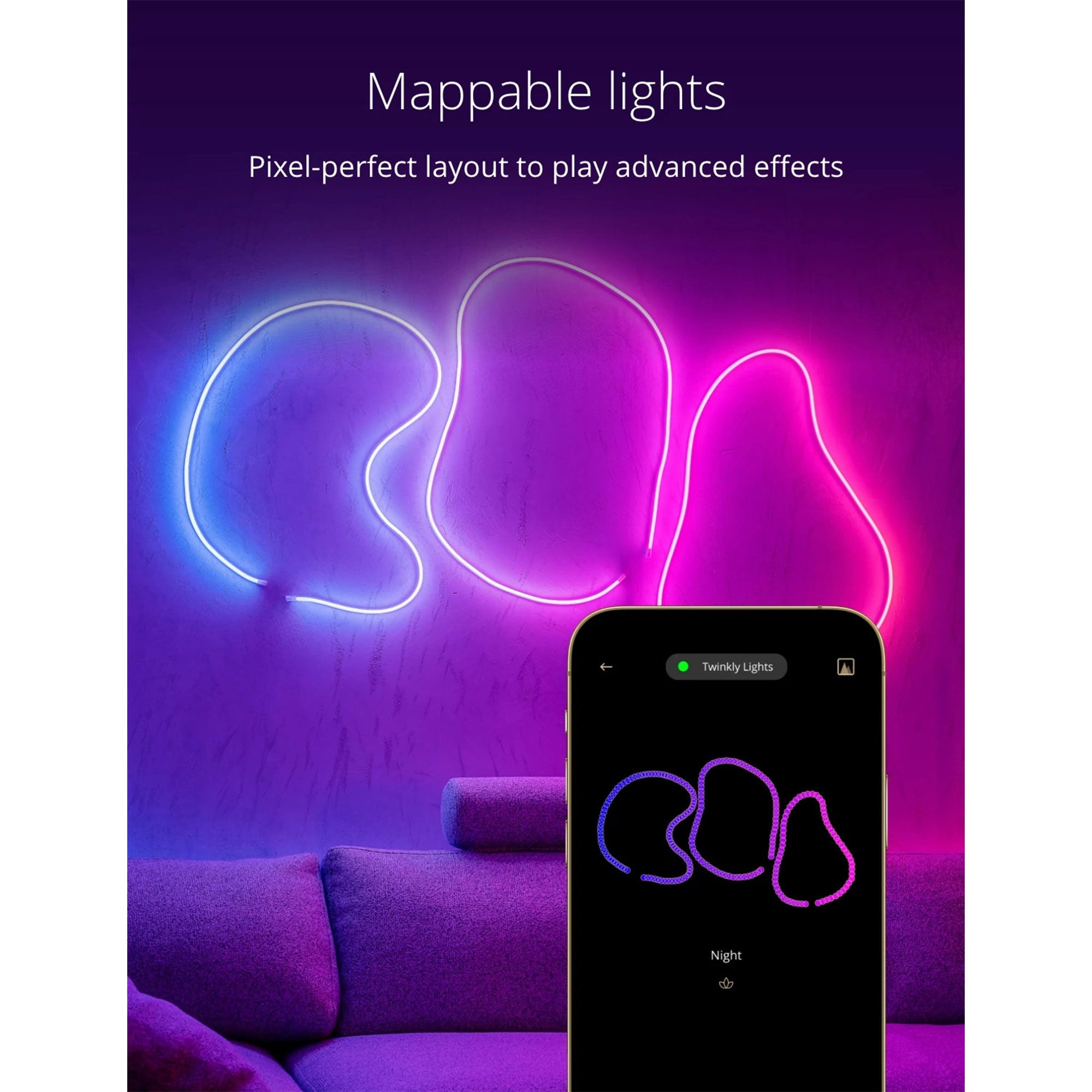 Twinkly Flex App-Controlled Flexible Light Tube RGB 16Mil Colors 6.5'(For Parts)