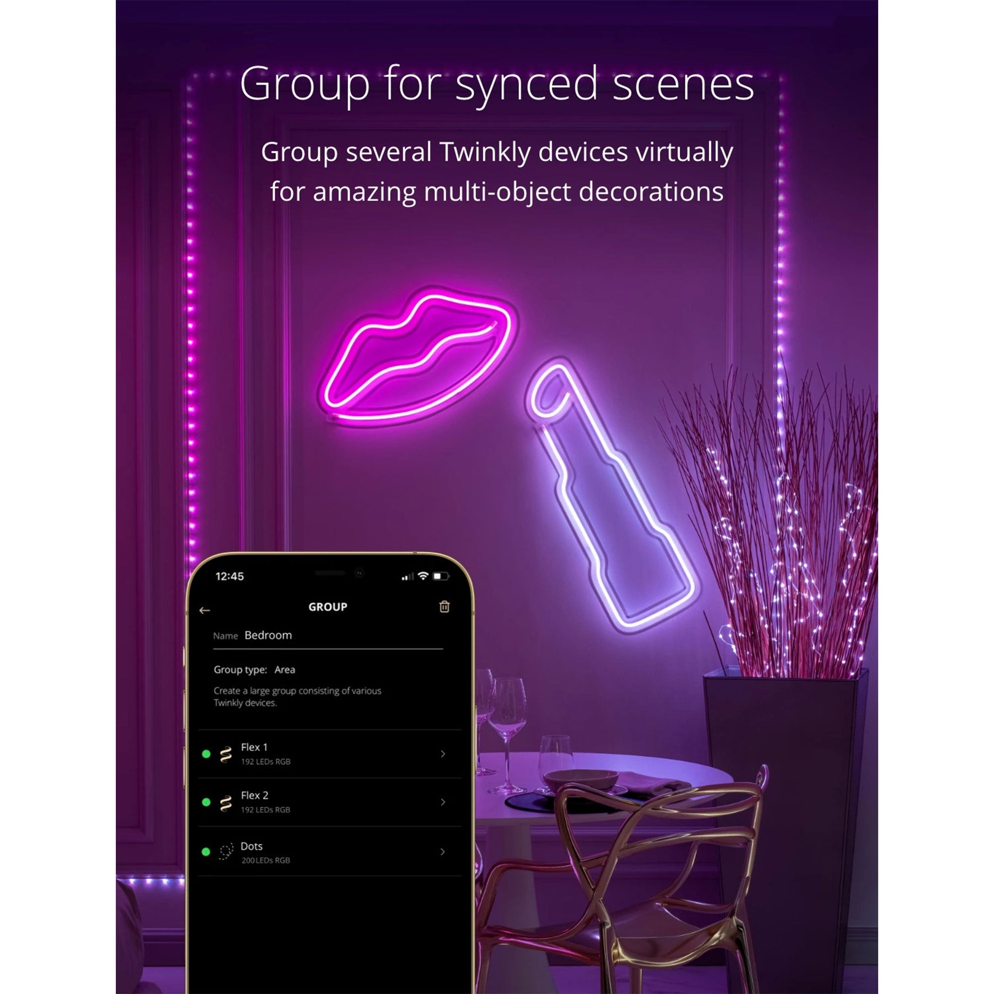 Twinkly Flex App-Controlled Flexible Light Tube RGB 16 Mil Colors 6.5' (2 Pack)