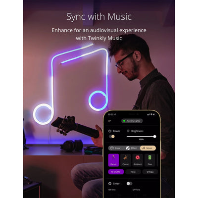 Twinkly Flex App-Controlled Flexible Light Tube RGB 16 Mil Colors 6.5' (2 Pack)