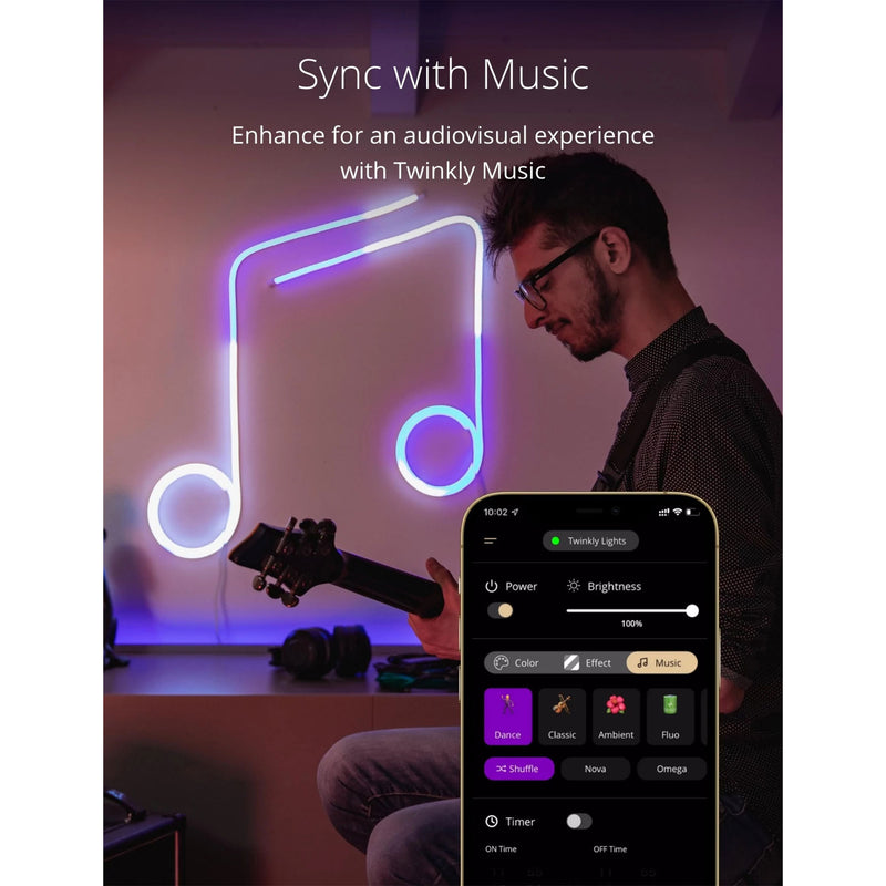 Twinkly Flex App-Controlled Flexible Light Tube RGB (16 Mil Colors) 6.5&
