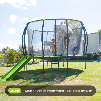 Jumpflex FLEX 10' Round Trampoline, Outdoor Play Equipment & Safety Net & Ladder - VMInnovations