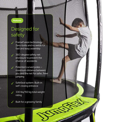 Jumpflex FLEX 10' Round Trampoline, Outdoor Play Equipment & Safety Net & Ladder - VMInnovations