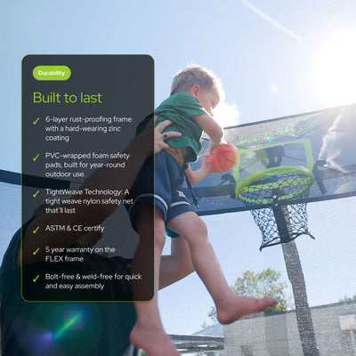 Jumpflex FLEX 10' Round Trampoline, Outdoor Play Equipment & Safety Net & Ladder - VMInnovations