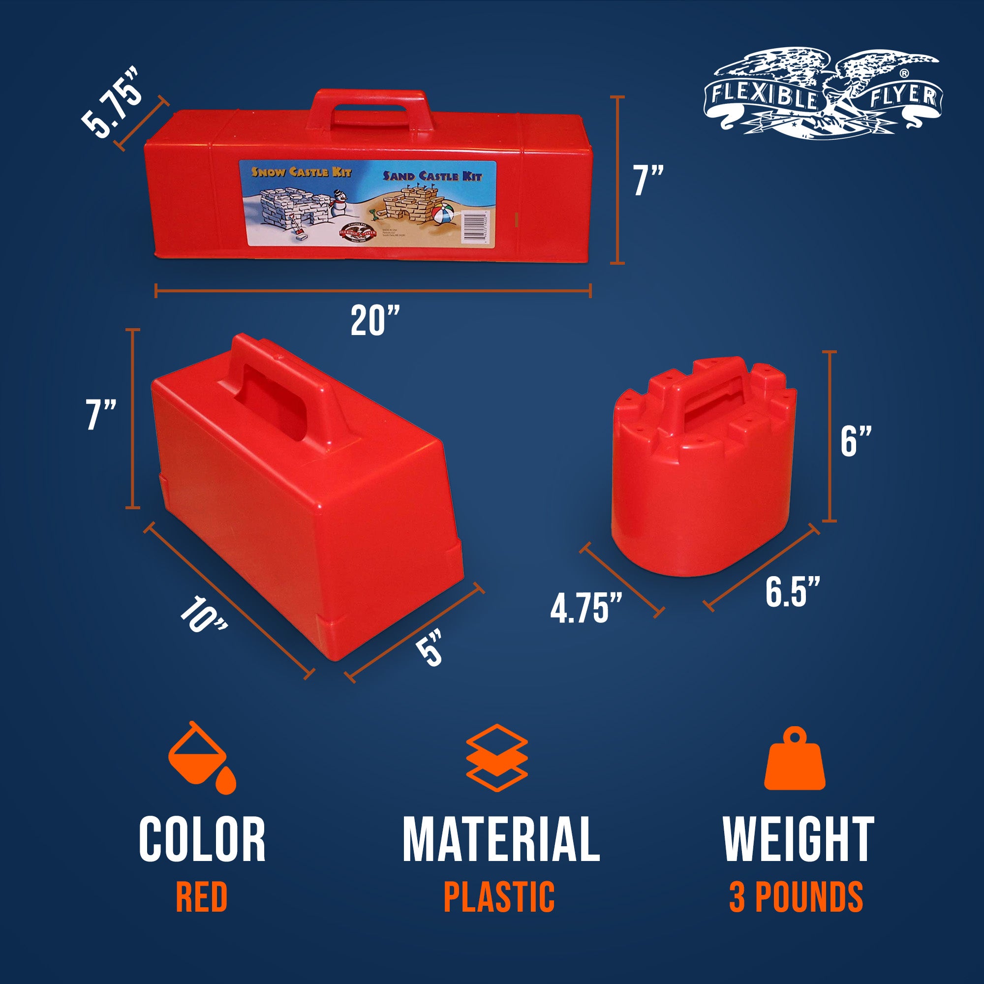 Flexible Flyer Castle Kit 3 Pc Winter Snow/Beach Sand Fort Building Set (Used) - VMInnovations