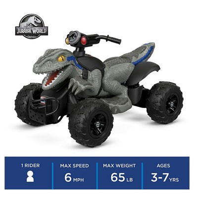 Power Wheels Jurassic World Blue Raptor Dino Racer ATV Ride-On, Blue (Used)