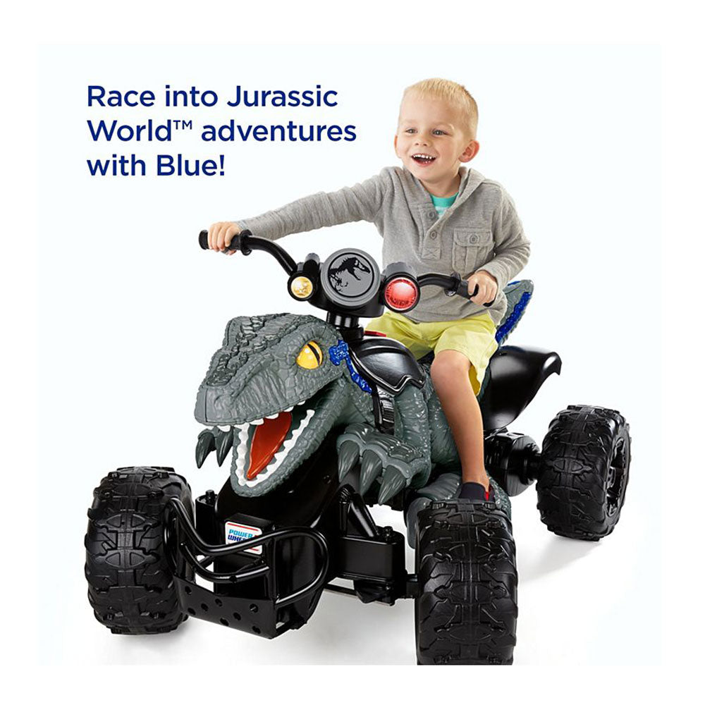 Power Wheels Jurassic World Blue Raptor Dino ATV Ride-On + Replacement Battery - VMInnovations