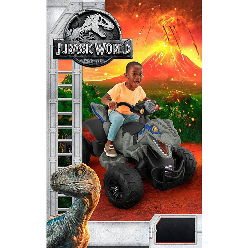 Power Wheels Jurassic World Blue Raptor Dino Racer ATV Ride-On, Blue (Used)