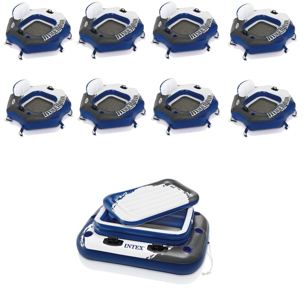 Intex Inflatable River Run Float (8 Pack) & Intex Inflatable Mega Chill Cooler
