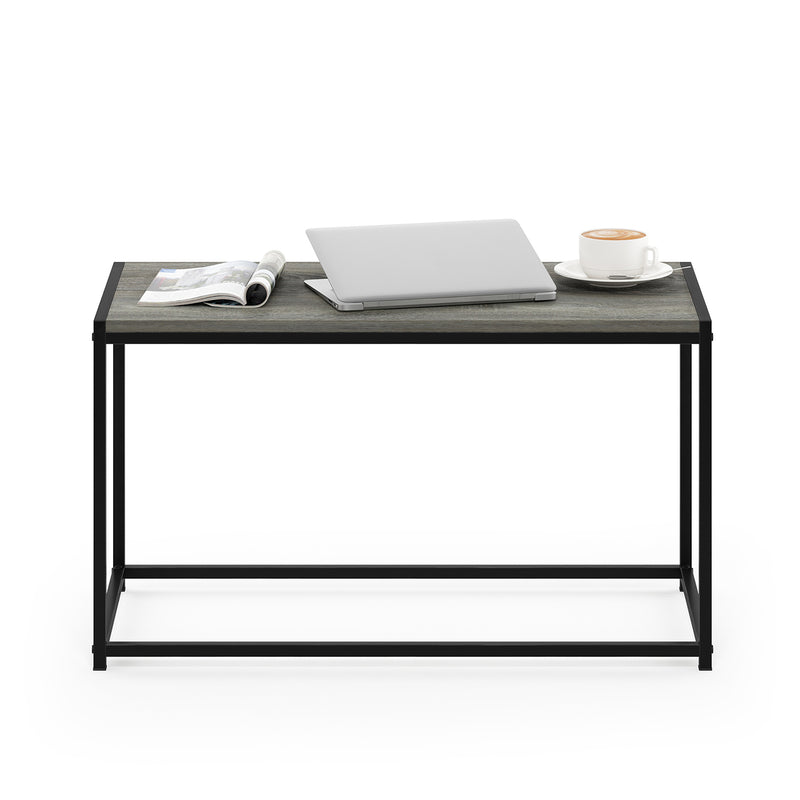 Furinno Camnus Modern Living Metal Frame Wood Top Coffee Table, French Oak Grey