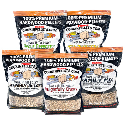 CookinPellets All Natural Hardwood BBQ Grill Pellets, 5 Flavor Bundle, 3 lb Bags