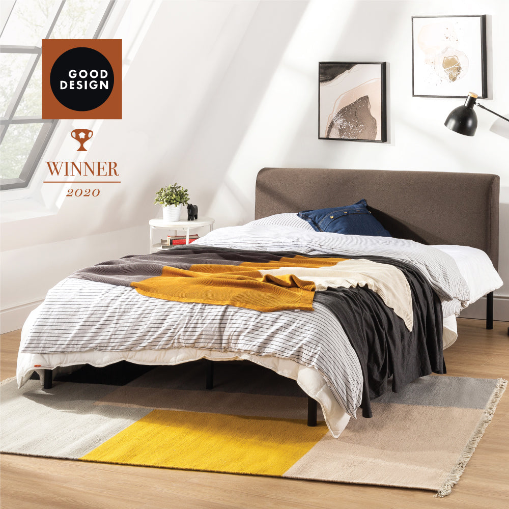 Mellow BREE Metal Platform Bed Frame with Curved Upholstered Backboard(Open Box)