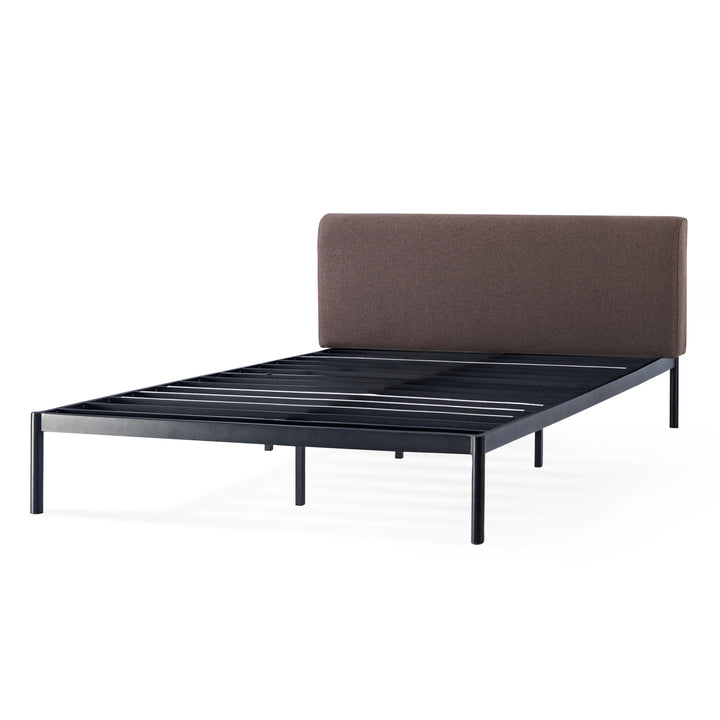 Mellow BREE Metal Platform Bed Frame with Curved Upholstered Backboard, King