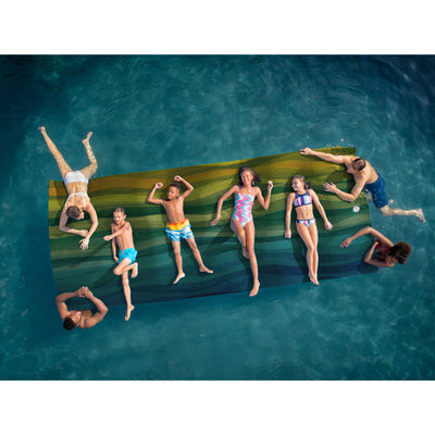 Floatation iQ Floating Oasis 15 x 6 Feet Foam Island Water Lake Pad Mat, Wave