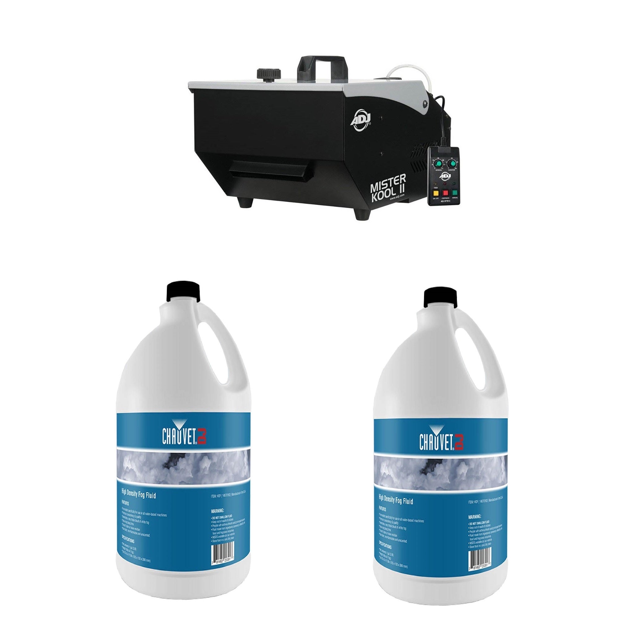 ADJ Mister Kool II Fog Machine & Chauvet DJ 1 Gallon of Fog Juice (2 Pack)
