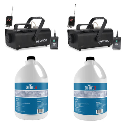 American DJ Medium Size Fog Machine (2) & Chauvet 1 Gal Bottle FogJuice Fluid(2) - VMInnovations