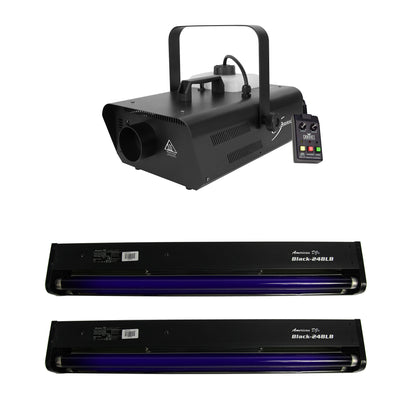 Chauvet DJ Smoke Fog Machine w/ Wired Remote w/ 2 American DJ Black Lights