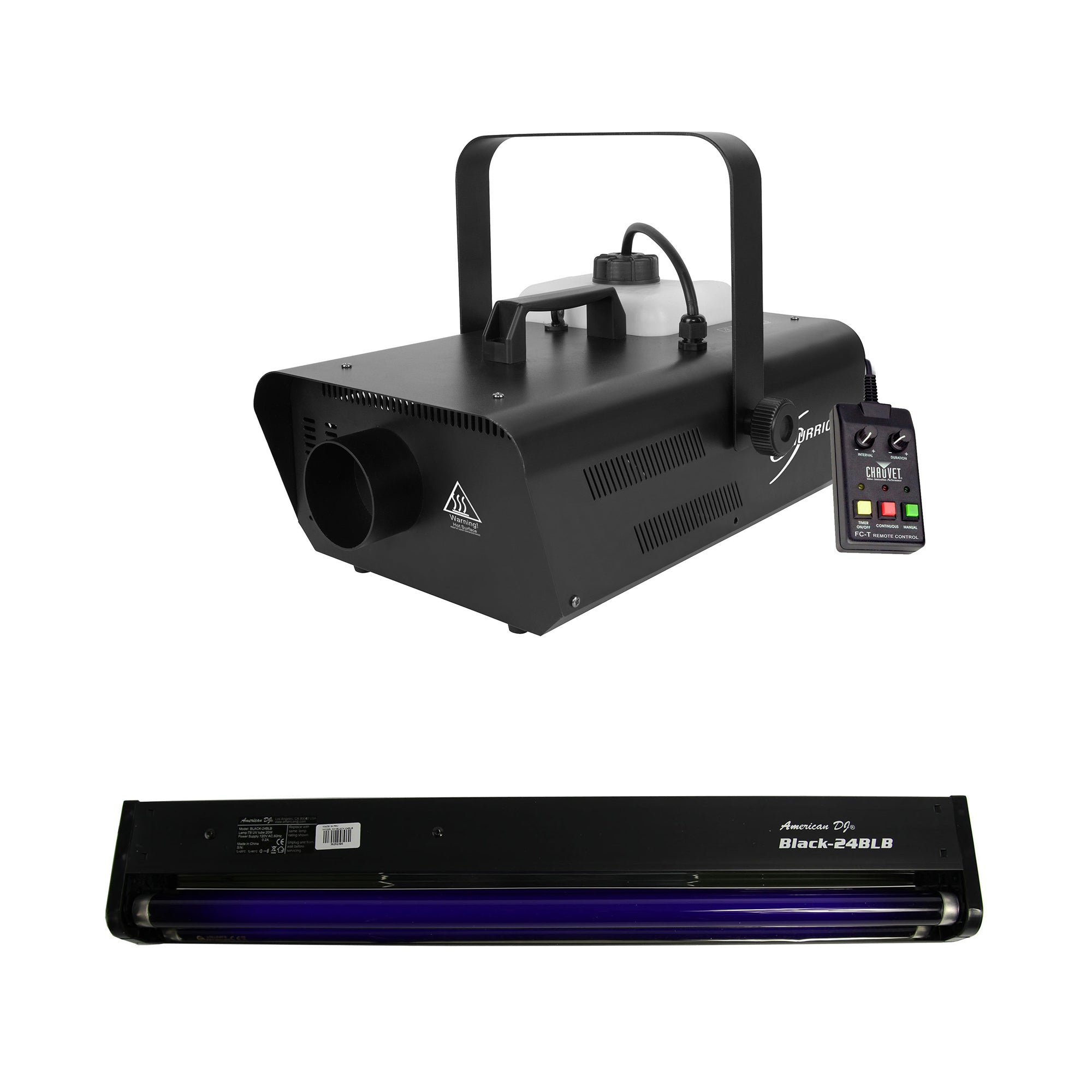 Chauvet DJ Smoke Fog Machine w/Wired Remote w/ American DJ 24" 20W Black Light