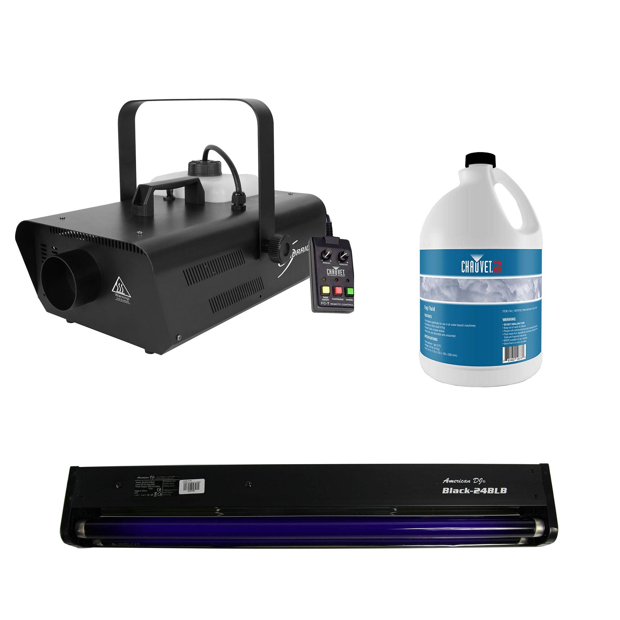 Chauvet DJ Smoke Fog Machine w/ 1 Gal. Fog Smoke Fluid with Black Light Tube