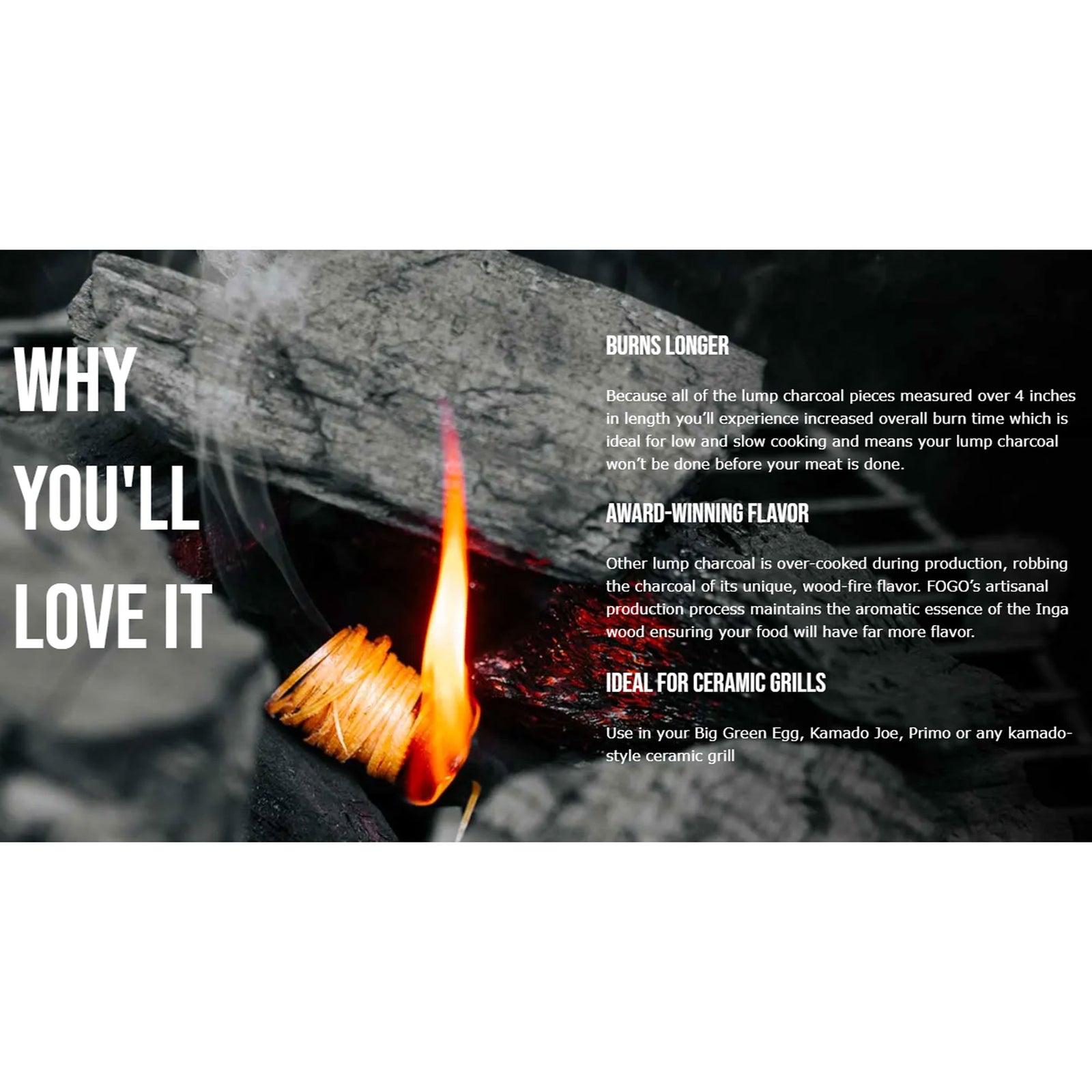 FOGO Super Premium 17.6 Pound All Natural Large Chunk Oak Hardwood Lump Charcoal - VMInnovations