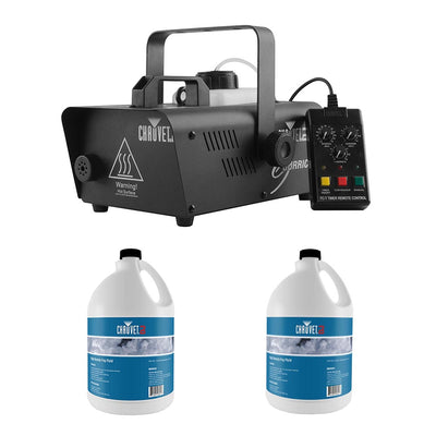 Chauvet DJ Hurricane 1200 1.0L Fog Machine w/ Wired Remote & Fog Juice (2 Pack)
