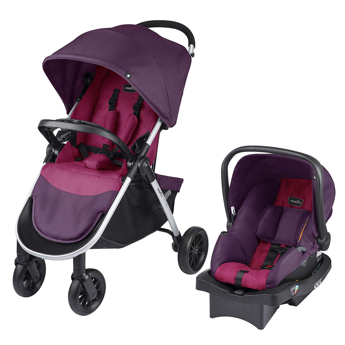 Evenflo Folio Tri Fold All in 1 Baby Travel System, Blackberry (Open Box)