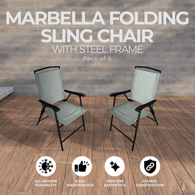 Four Seasons Courtyard Sunny Isles Outdoor Steel Folding Chair, Green (4 Pack) - VMInnovations