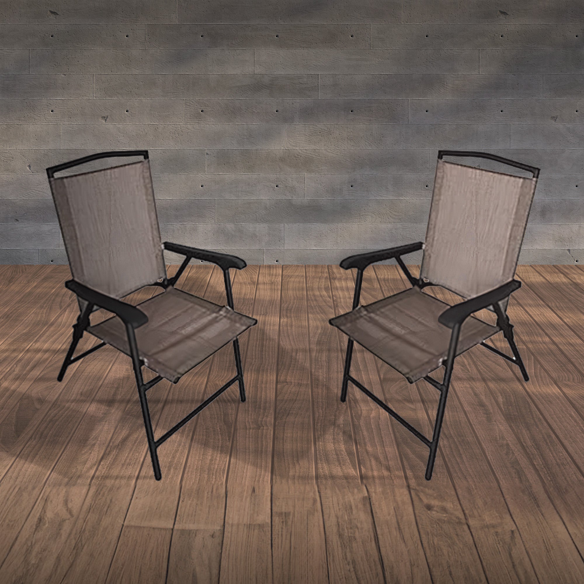 Four Seasons Courtyard Marbella Folding Sling Chair w/Steel Frame, Tan (4 Pack)