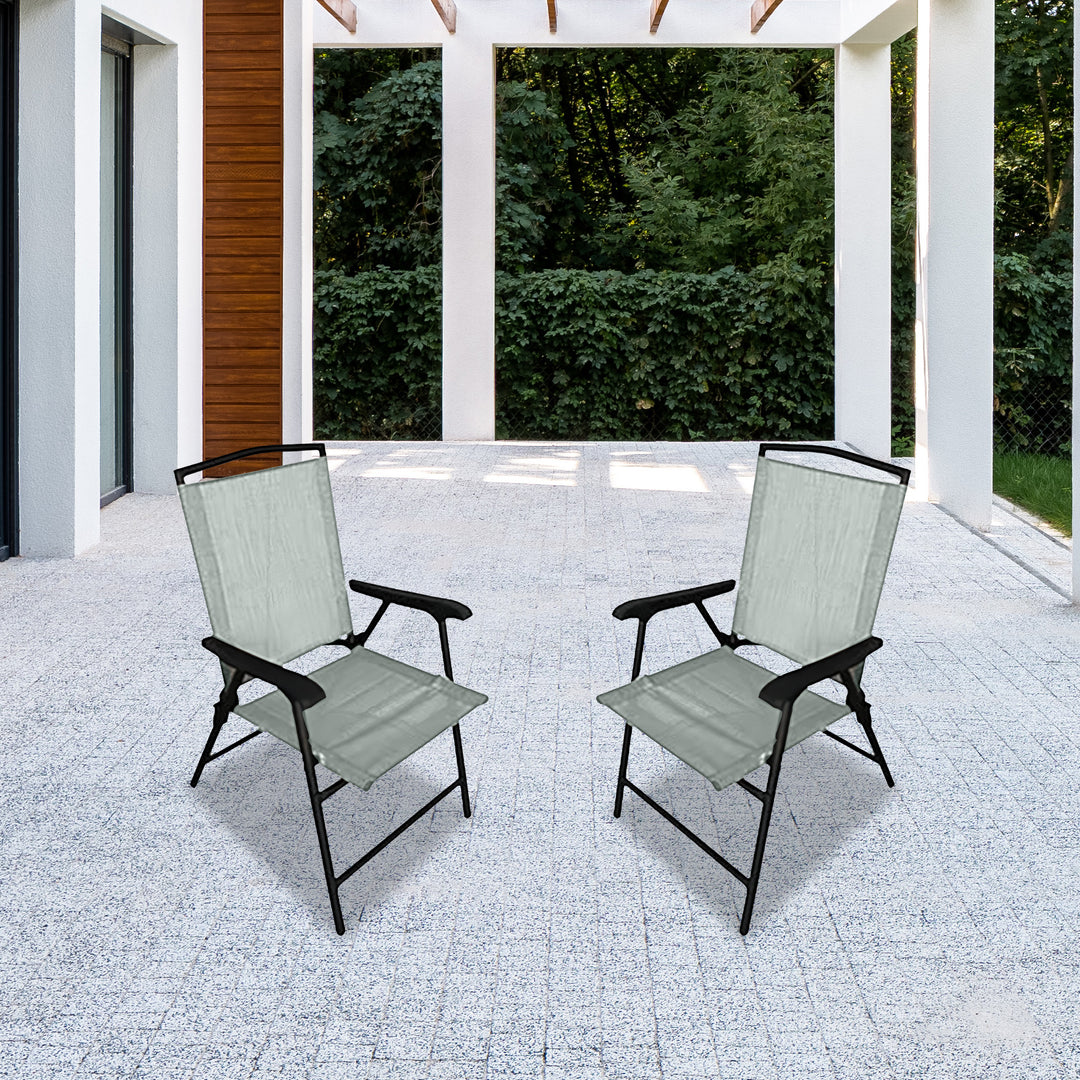 Four Seasons Courtyard Sunny Isles Outdoor Steel Folding Chair, Green (4 Pack) - VMInnovations