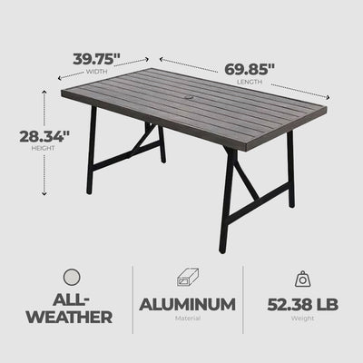 Four Seasons Courtyard Norwalk Slat Top Aluminum All Weather Patio Dining Table - VMInnovations
