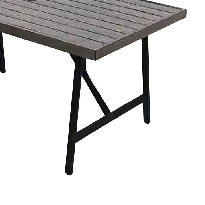 Four Seasons 2 Tone Aluminum Eastport Slat Top Patio Dining Table (Used)