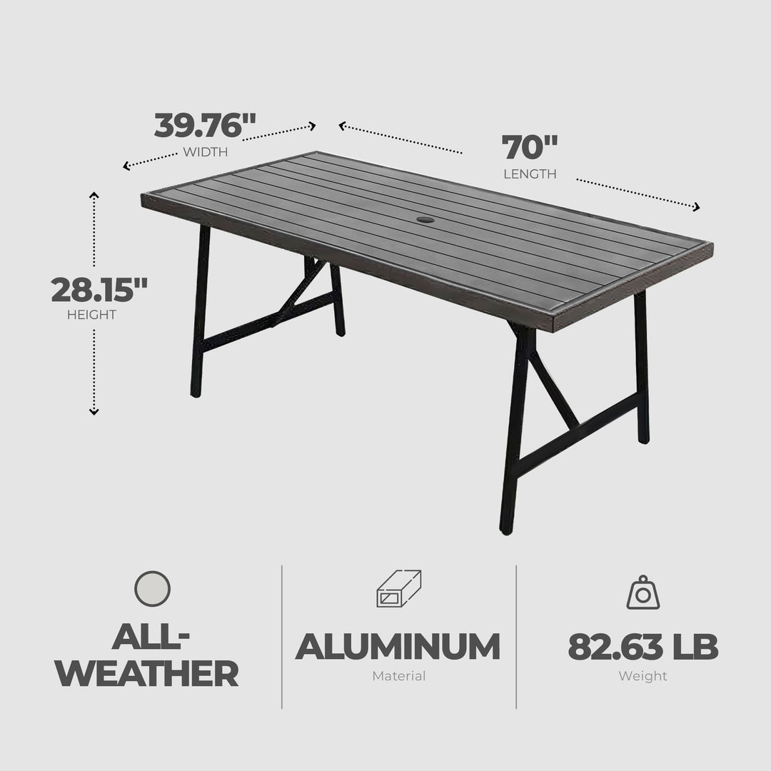 Four Seasons Courtyard 2 Tone Aluminum Eastport Slat Top Patio Dining Table