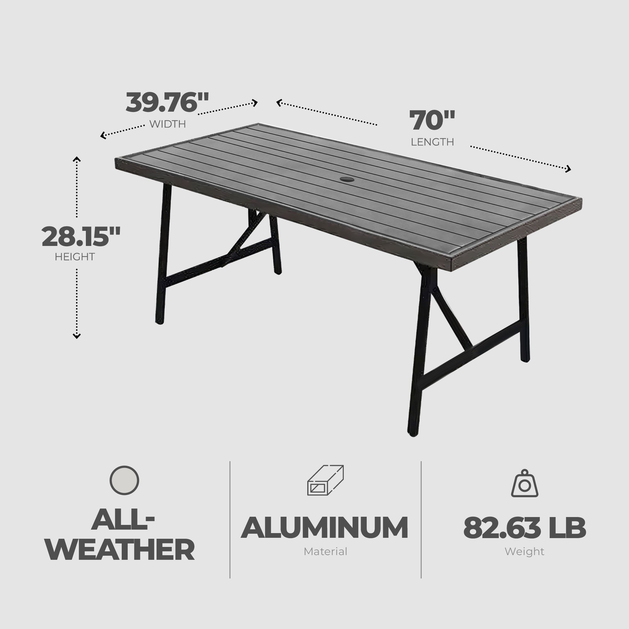 Four Seasons Courtyard 2 Tone Aluminum Slat Top Patio Dining Table (Open Box) - VMInnovations